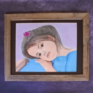 Vintage Signed Original Pastel Girl Child Portrait Framed Artwork